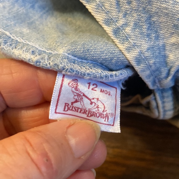 Vintage Buster Brown Denim Jeans Overalls, 12 months, Cute Red Bows - Picture 5 of 5
